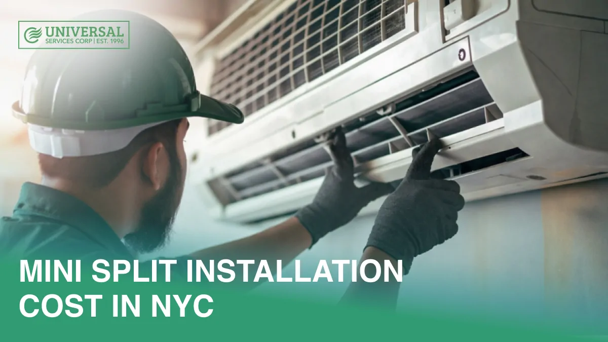 Mini split installation in NYC by HVAC technician working on indoor unit