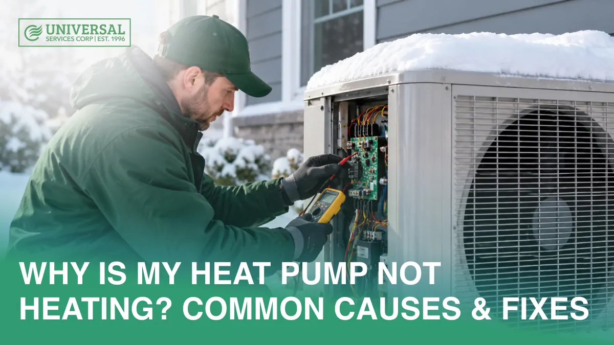 HVAC technician diagnosing a heat pump not heating during winter